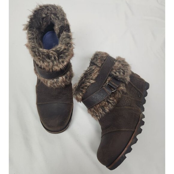 Sorel Shoes - Sorel Women's Sz. 7.5 Brown Joan Of Arctic Booties Faux Fur Leather Wedge Boots